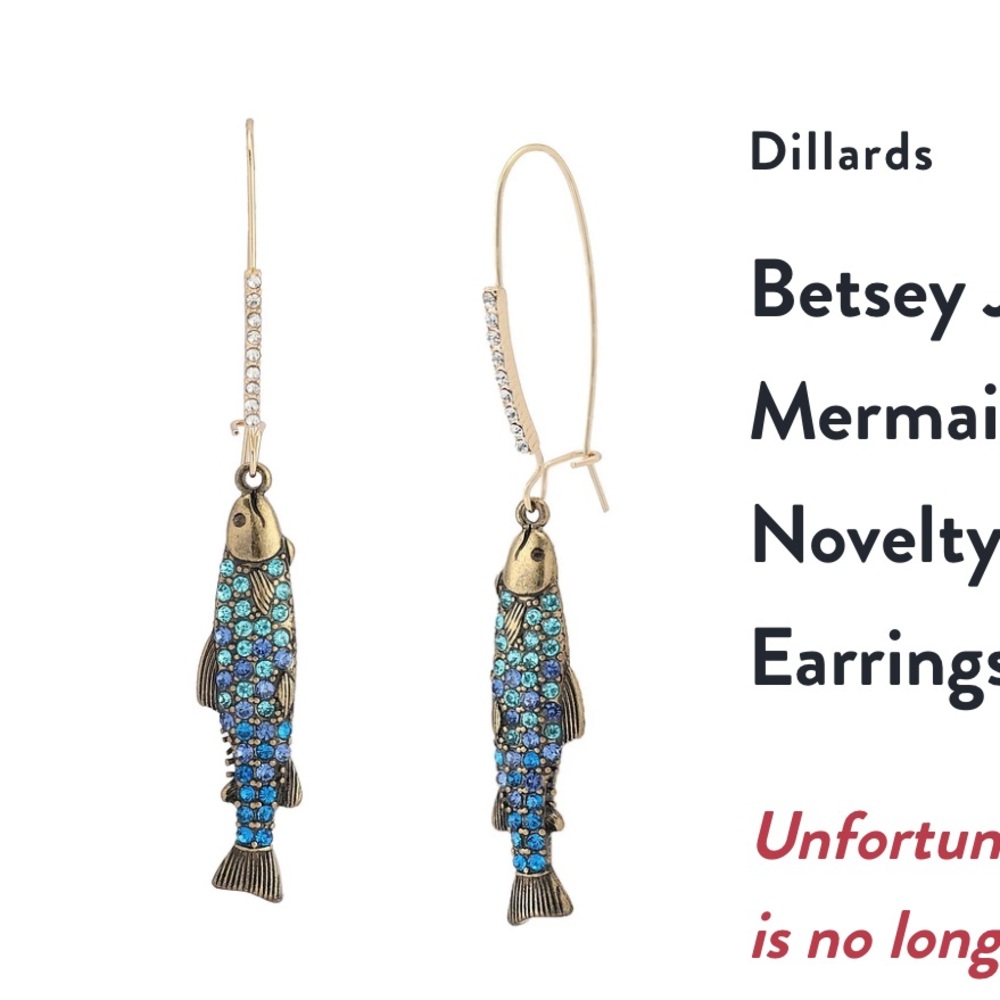 Betsey Johnson mermaid fish earrings NWT